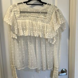 English Factory Sheer Ruffled Blouse